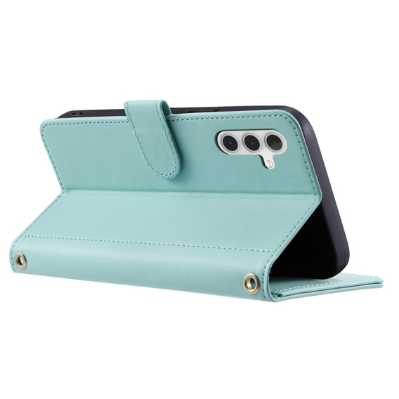 θήκη πτερύγιο για Samsung Galaxy S25, Rhombus Crossbody Leather, πράσινη