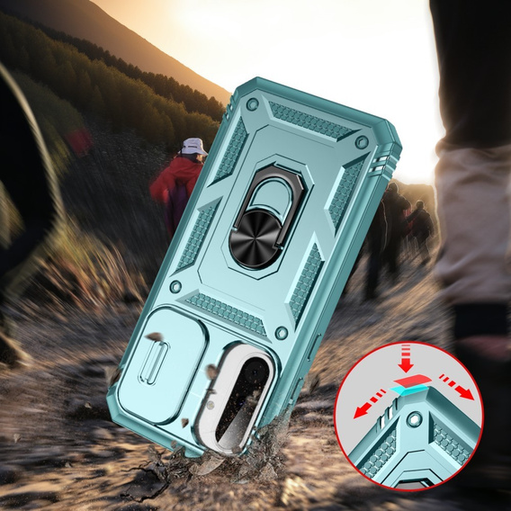 Θήκη για Samsung Galaxy A56 5G, KickStand Camera Lens, πράσινη