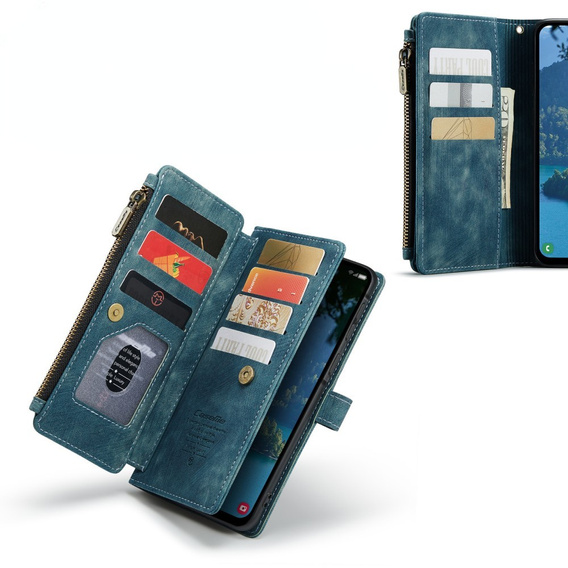 Η θήκη CASEME για Samsung Galaxy A56 5G, Leather Wallet Cash and Card Slots, με λουράκι, μπλε