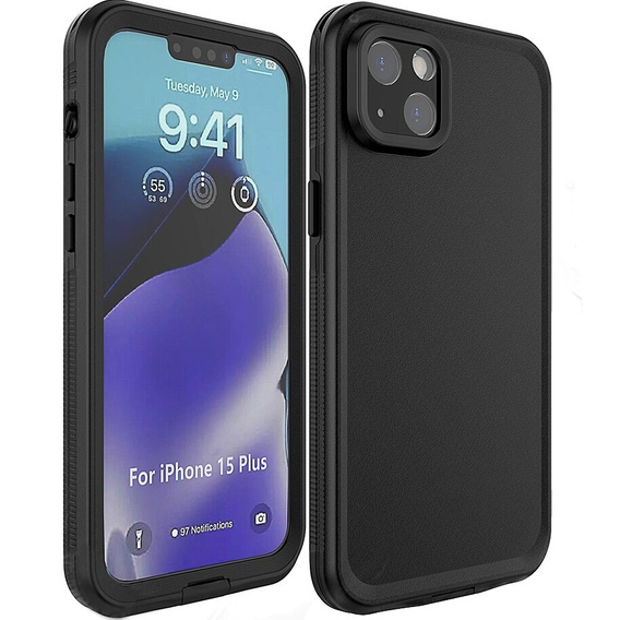 Αδιάβροχη θήκη IP68 για το iPhone 15 Plus, μαύρη