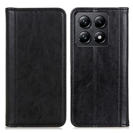 Θήκη για Xiaomi 14T Pro, Wallet Litchi Leather, μαύρη