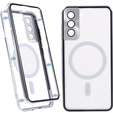 Μαγνητική θήκη MagSafe Dual Glass για Samsung Galaxy S22, ασημένια