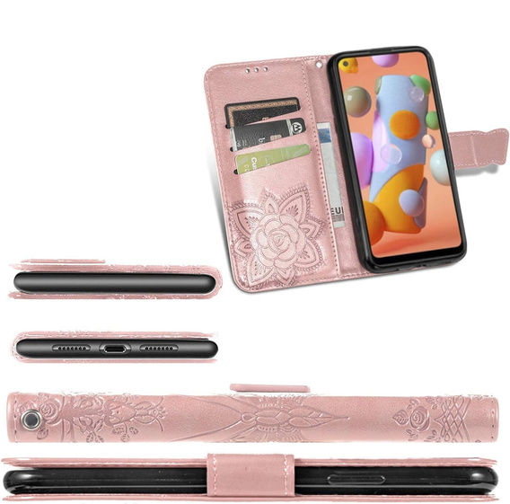 Θήκη με πτερύγιο για Oppo A40 / Oppo A40m, Butterfly, ροζ rose gold