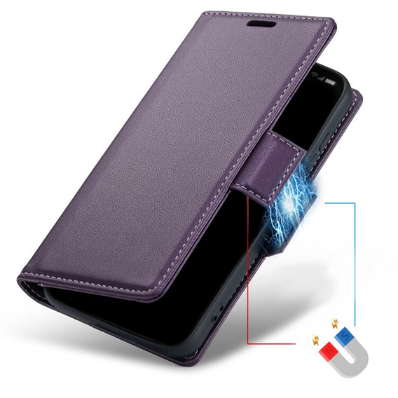 Θήκη για Xiaomi Redmi Note 13 Pro 4G, ERBORD Glossy Litchi, πορτοφόλι με πτερύγιο, μωβ