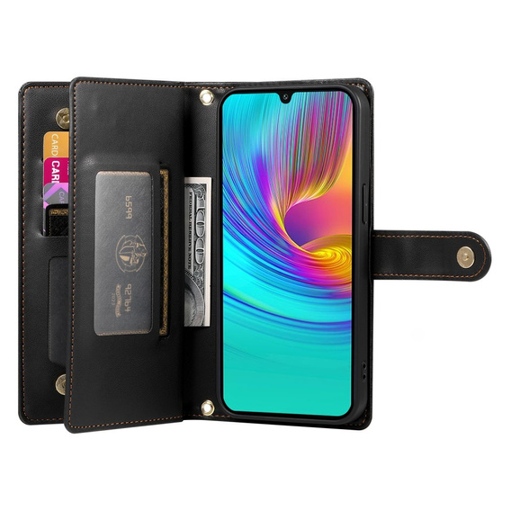 Θήκη με πτερύγιο για Samsung Galaxy A36 5G, Wallet Zipper Pocket, μαύρη