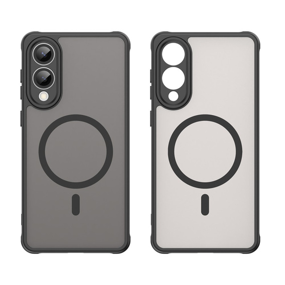 Θήκη για Samsung Galaxy S25 Edge, Kickstand Matt Case, για MagSafe, μαύρη + Γυαλί οθόνης