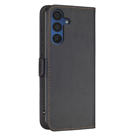 Θήκη με πτερύγιο για Samsung Galaxy A15, BINFEN Wallet, μαύρη + γυαλί 9H 
