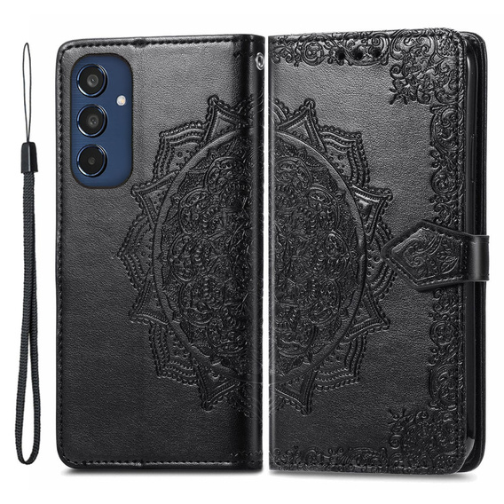 Θήκη με πτερύγιο για Samsung Galaxy M35, Mandala, μαύρη