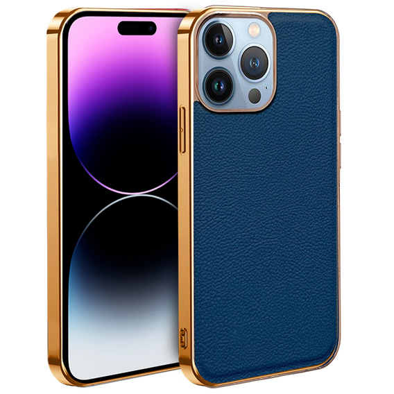 Θήκη για iPhone 13 Pro, Cowhide Leather, μπλε
