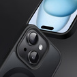 Θήκη για iPhone 15, για MagSafe, ERBORD Μatt Case, μαύρη + Γυαλί οθόνης