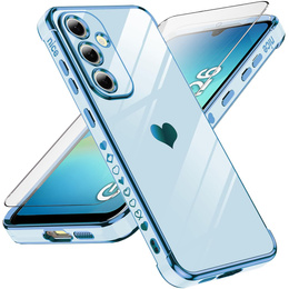 Η θήκη για το Samsung Galaxy A26, Electro heart, μπλε + γυαλί 9H