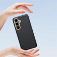Δερμάτινη θήκη για Samsung Galaxy S25, leather hybrid, γκρι