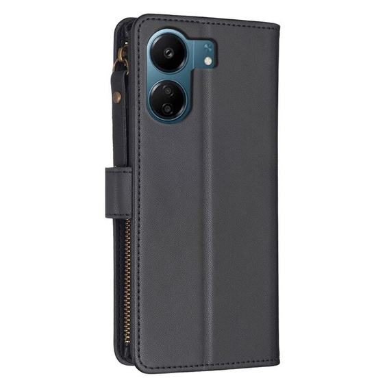 Θήκη με πτερύγιο για Xiaomi Redmi 13C / Poco C65, Wallet Zipper Pocket, μαύρη