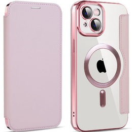 Θήκη με πτερύγιο για iPhone 14 Plus, RFID Wallet MagSafe CamShield, ροζ