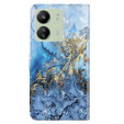 Θήκη με πτερύγιο για Xiaomi Redmi 13C / Poco C65, Wallet, Marble μπλε