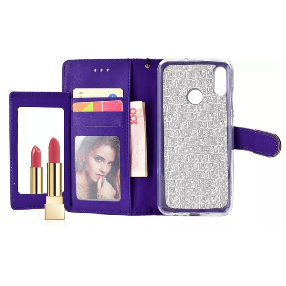 Θήκη με πτερύγιο για Huawei P Smart 2019 / Honor 10 Lite, Glitter Mirror Wallet, μωβ