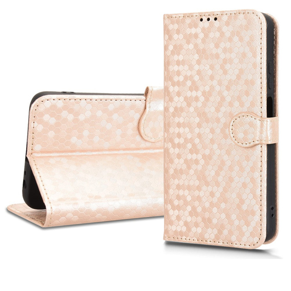 θήκη πτερύγιο για Motorola Moto G56 5G, Wallet Rhombus, χρυσή
