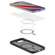 Θήκη MagSafe Spigen για iPhone 16E, Ultra Hybrid, διαφανής / μαύρη + Μετριασμένο γυαλί 9H