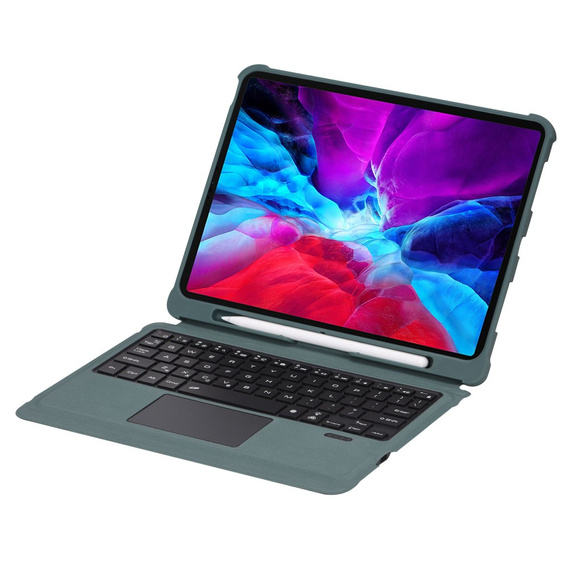 Θήκη + πληκτρολόγιο iPad Air 10.9 4 2020 / 5 2022, TouchPad Pen Slot, πράσινη
