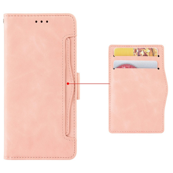 Θήκη με πτερύγιο για Vivo Y19s, Card Slot, ροζ
