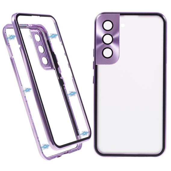 Θήκη για Samsung Galaxy S21, Magnetic Dual Glass, μωβ
