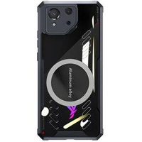 Θήκη για ASUS ROG Phone 8 Pro, με μαγνητική πλάκα, διαφανής / μαύρη