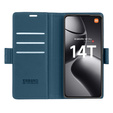 Θήκη για Xiaomi 14T Pro, ERBORD Glossy Litchi, πορτοφόλι με πτερύγιο, μπλε