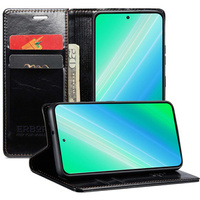 Θήκη με πτερύγιο για Samsung Galaxy S23, ERBORD Waxy Wallet, μαύρη