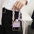 Θήκη για Samsung Galaxy Z Flip3 5G, Grid Leather, μωβ