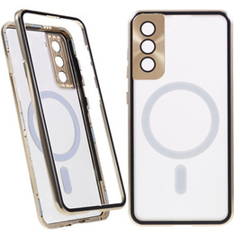 Μαγνητική θήκη MagSafe Dual Glass για Samsung Galaxy S21, χρυσή