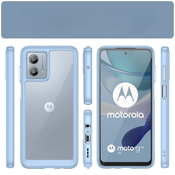 Θήκη για Motorola Moto G53 5G, Fusion Hybrid, διαφανής / μπλε