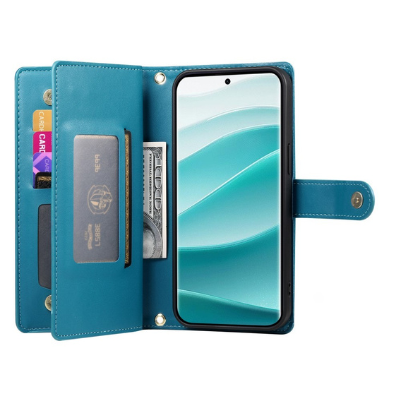 Θήκη με πτερύγιο για Xiaomi Redmi Note 14 Pro 5G / Poco X7 5G, Wallet Zipper Pocket, μπλε