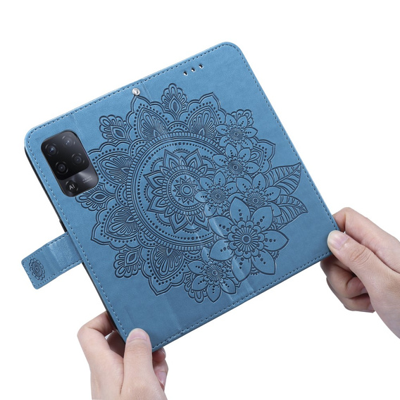 Θήκη με πτερύγιο για Oppo Reno5 Z / A94 / A95 5G, Mandala, μπλε