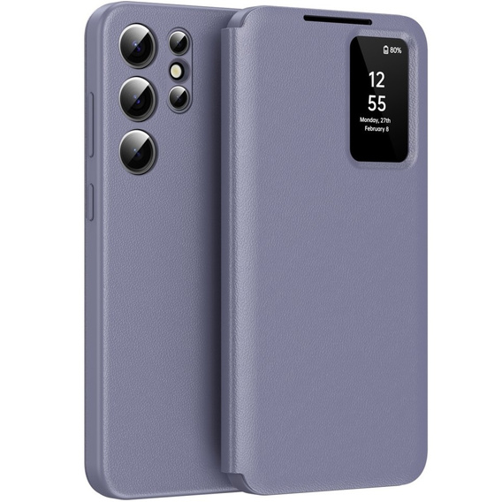 Αναδιπλούμενη θήκη για Samsung Galaxy S23 Ultra, Smart View Wallet, μωβ