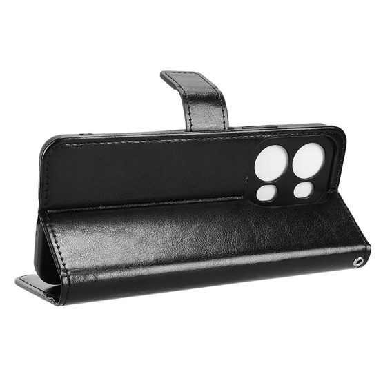 Θήκη με πτερύγιο για Oppo Reno 13 Pro, Crazy Horse Wallet, μαύρη