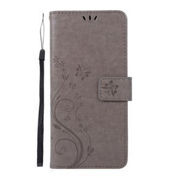 Θήκη με πτερύγιο για Samsung Galaxy A51, Butterfly Flower, γκρι