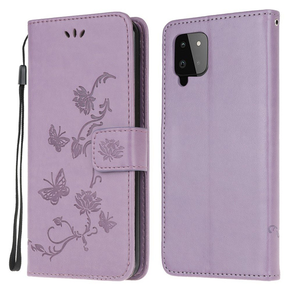 Θήκη με πτερύγιο για Samsung Galaxy A22 LTE, Butterfly, ανοιχτή μοβ
