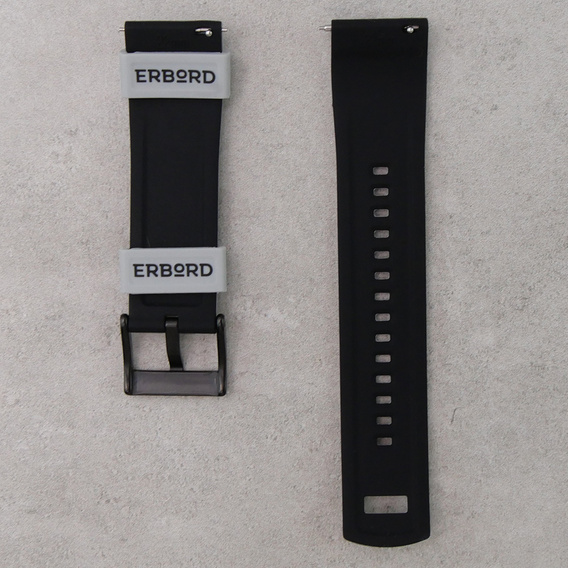Λουράκι σιλικόνης ERBORD Universal 22mm, Dual Color, γκρι / μαύρη / μαύρη αγκράφα