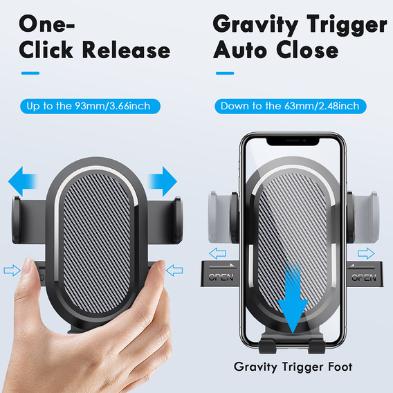 Βάση για παρμπρίζ αυτοκινήτου με ρύθμιση και αυτόματη σύσφιξη για smartphones πλάτους από 6 έως 8,5 cm