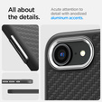  θήκη Spigen για iPhone 16E, Enzo Aramid MagSafe, carbon black + γυαλί 9H tempered glass