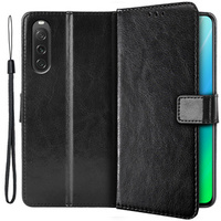 Θήκη με πτερύγιο για Sony Xperia 10 V, Crazy Horse Wallet, μαύρη