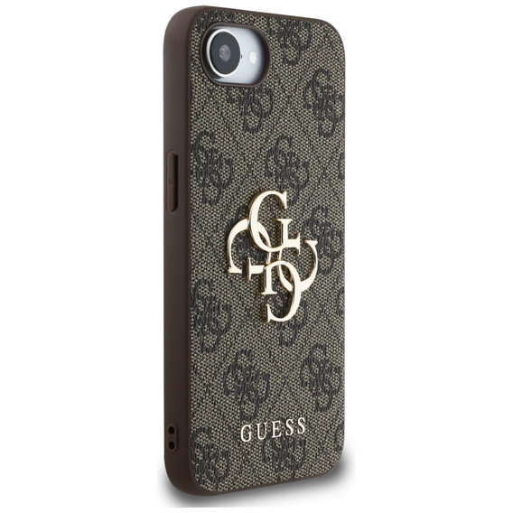 GUESS Θήκη για iPhone 16E, 4G Big Metal Logo, καφέ