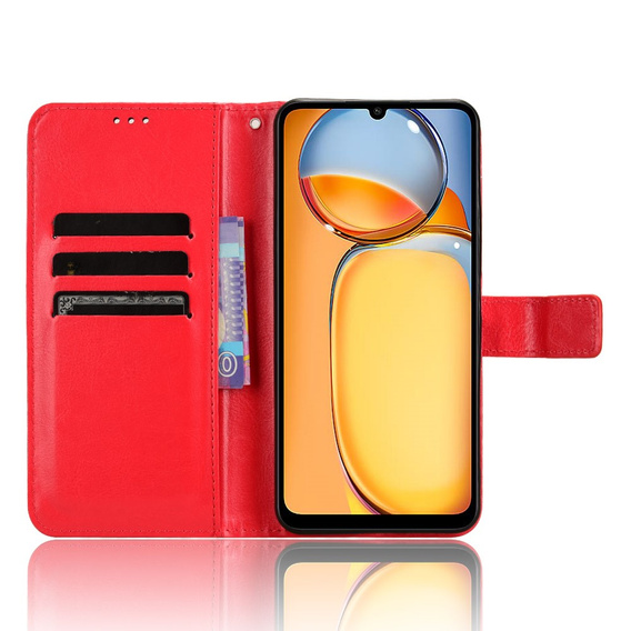 Θήκη με πτερύγιο για Xiaomi Redmi 13C / Poco C65, Crazy Horse Wallet, κόκκινη