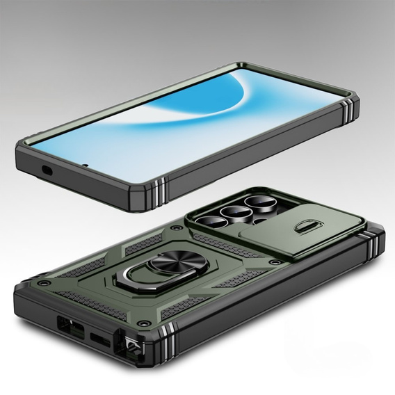 Θήκη για Samsung Galaxy S25 Ultra, KickStand Camera Lens, σκούρα πράσινη