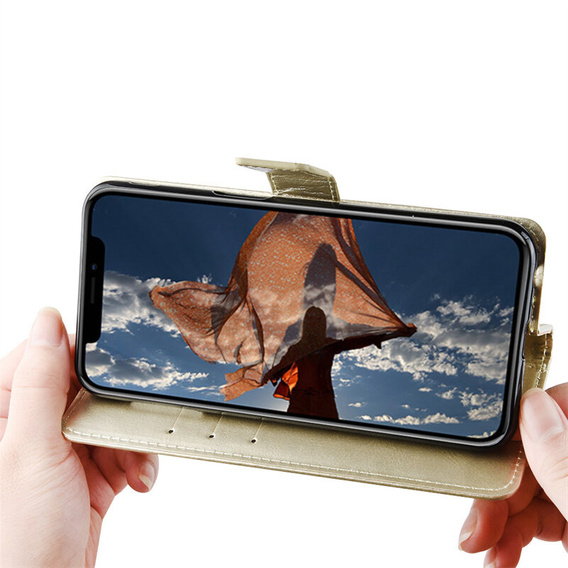 Θήκη με πτερύγιο για Motorola Moto G85, Crazy Horse Wallet, χρυσή