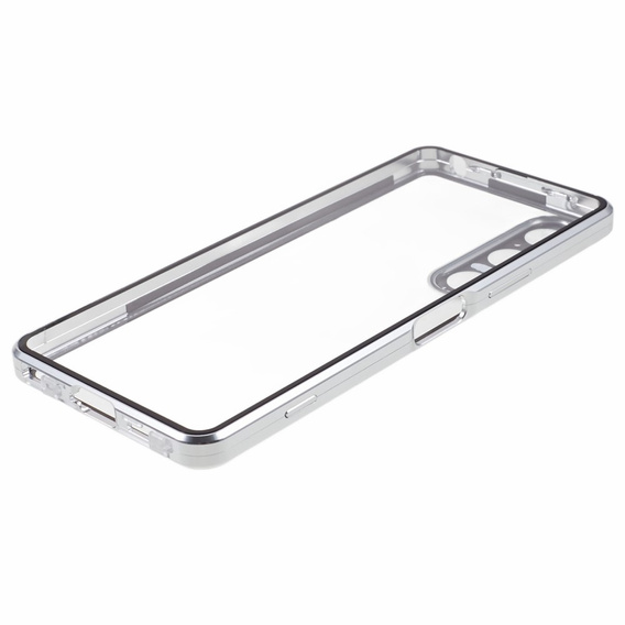 θήκη για το Sony Xperia 1 V, Magnetic Dual Glass, ασημένια