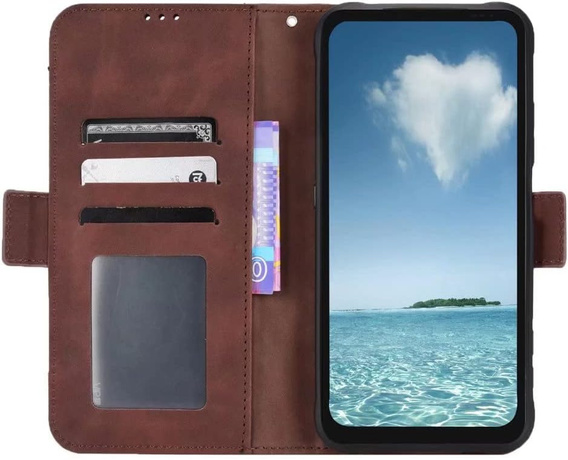 Θήκη με πτερύγιο για Realme 12+ Plus 5G, Card Slot, καφέ