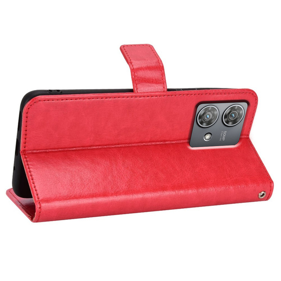 Θήκη με πτερύγιο για Motorola Edge 40 Neo, Crazy Horse Wallet, κόκκινη