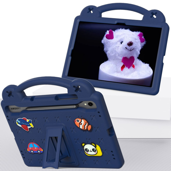 Παιδική θήκη για Samsung Galaxy Tab S7/S8/S9, Cute Patterns, με βάση, σκούρο μπλε