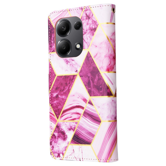 Θήκη με πτερύγιο για Xiaomi Redmi Note 13 Pro 4G / Xiaomi Redmi Note 14S / Xiaomi Poco M6 Pro 4G, Wallet, Marble μωβ